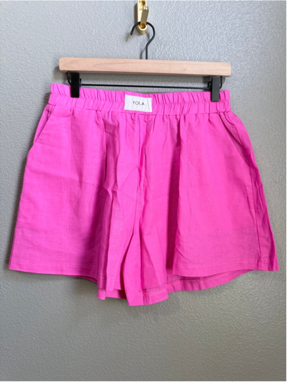 Women's YOLA Pink linen blend High Waist Shorts M